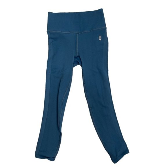 Free People Movement Throw Workout Leggings Teal NWOT Small Ribbed Compression - Picture 2 of 4